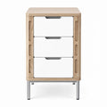 Wooden nightstand with three drawers and metal legs 40 x 30 x 60cm