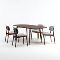 Oval dining table set with wooden base and fabric upholstered chairs 150 x 90 x 75cm