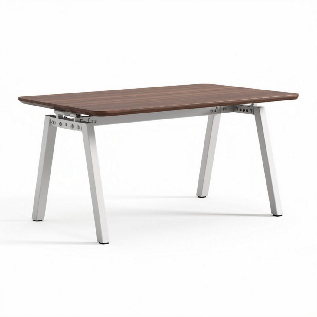 Wooden tabletop dining table with aluminum legs 140 x 70 x 75cm