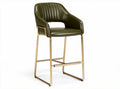 Green faux leather bar stool with gold metal frame 45 x 50 x 100cm