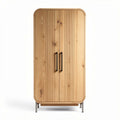 Wooden storage cabinet with natural finish and sleek design 80 x 45 x 180cm