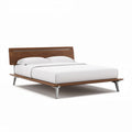 Wooden platform bed frame with metal legs for queen mattress 80 x 60 inches
