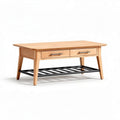 Wooden coffee table with two drawers and open shelf 120 x 60 x 45cm